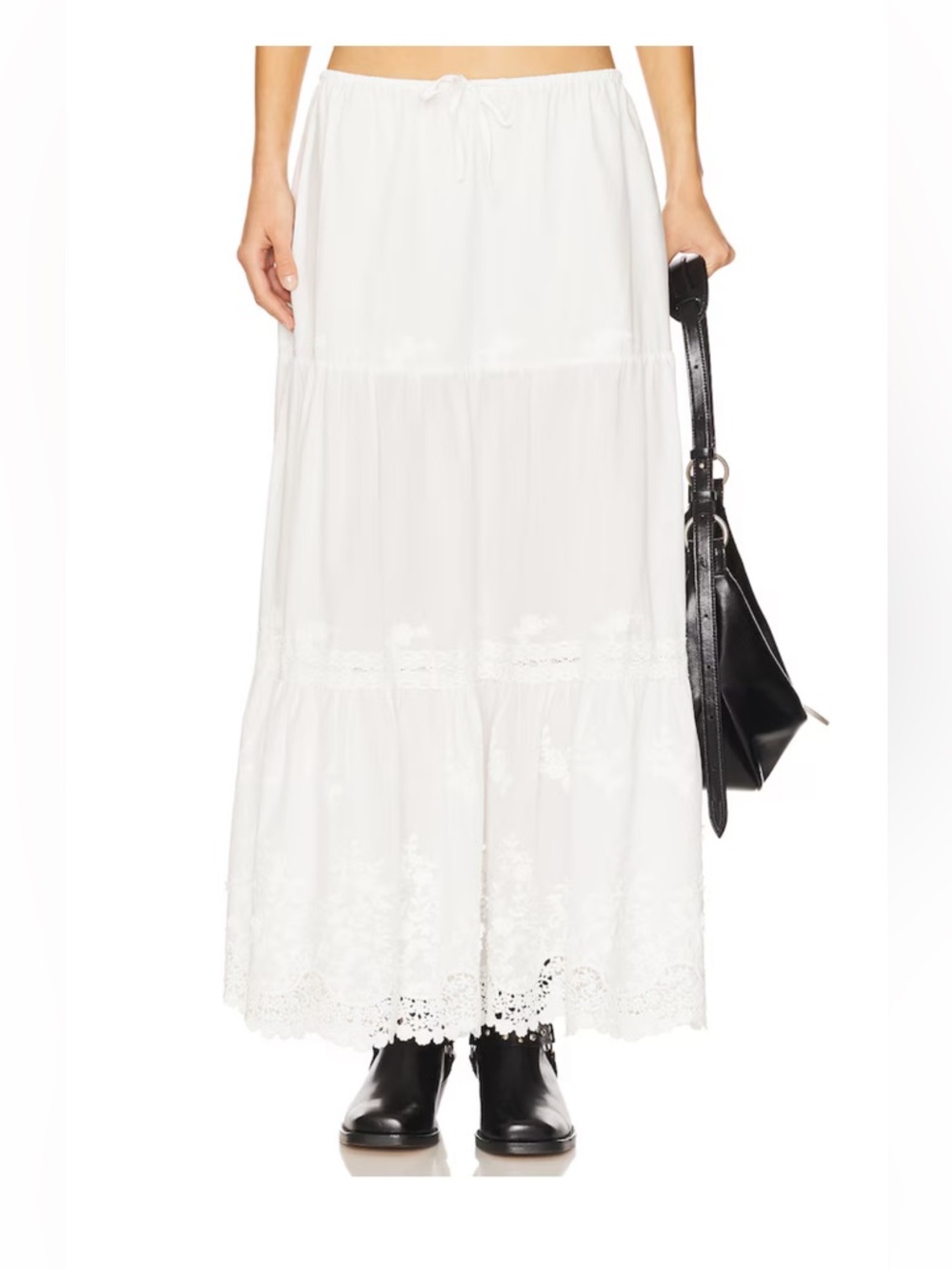 NWT WeWoreWhat Midi Pull On Skirt in Ivory - size Large